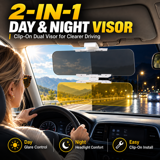 Viseira universal anti-reflexo HD para automóvel, para uso diurno e noturno