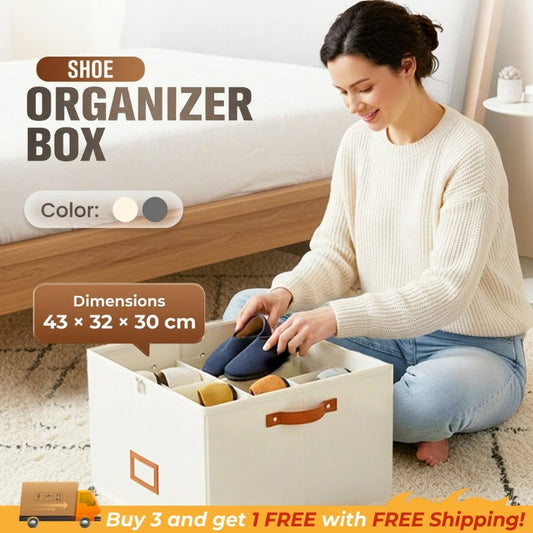 ⏰🔥TEMPO LIMITADO 50% OFF! 👟 Caixa Organizadora de Sapatos em Tecido – Dobrável, Grande Capacidade, Antipoeira & Respirável para Armário & Quarto 🧺✨-UK