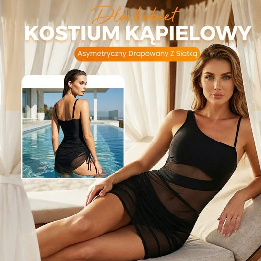 💎 Último dia – preço especial! 💥 Vestido de banho sensual de uma peça para mulher – corte franzido que emagrece, cintura alta que modela a barriga e uma delicada malha transparente 🩱✨