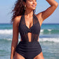 🏖️Biquíni de Cintura Alta com Controlo de Barriga e Top Halter