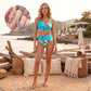 🏖️ Conjunto de biquíni feminino com padrão floral e cintura alta 🌊👙