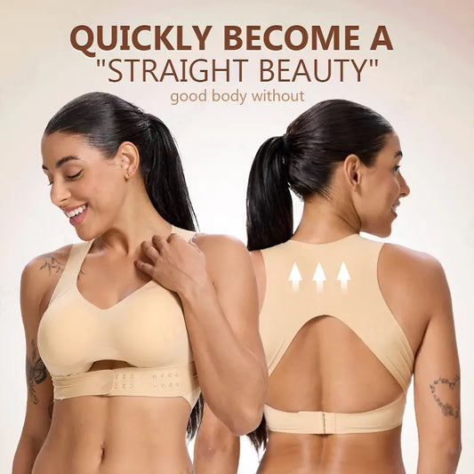 🔥Sutiã sem aro bege para mulher, copas moldadas macias e respiráveis não removíveis, roupa desportiva para ioga e fitness, ideal para o ginásio e para o treino diári