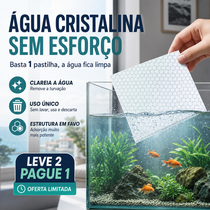 🐠 COMPRE 1 LEVE 2! ✨ FOLHAS CLARIFICADORAS PARA AQUÁRIO – Água Cristalina em 24 Horas, Elimina Odores e Impurezas, Seguro para Todos os Peixes e Plantas 🌿🔮