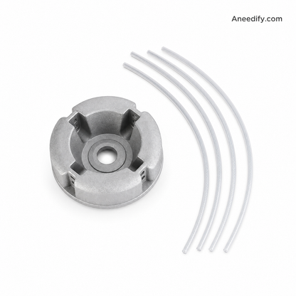 ⚙️ 50% DE DESCONTO AGORA! 🌿 Cabeça de corte em alumínio – Corte com 4 linhas e encaixe universal – Resistente e com substituição fácil das linhas 🏡