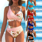 🏖️ Conjunto de biquíni feminino com padrão floral e cintura alta 🌊👙