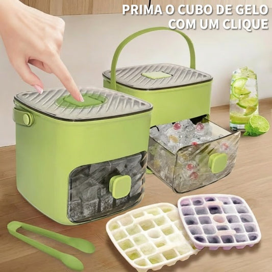 🧊Máquina de gelo portátil com tampa e caixa de armazenamento (48 cubos)