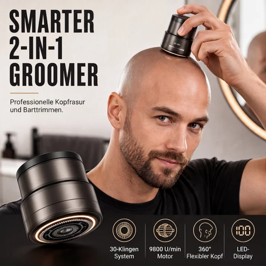 🪒50% DE DESCONTO AGORA! Máquina de barbear elétrica inteligente 2 em 1 para careca e aparador de barba com ecrã digital, cabeça flutuante com 30 lâminas e motor de 9800 RPM, aparador recarregável para um barbear rente para homens