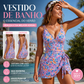 🏖️Fato de Banho com Saia e Decote em V com Nó