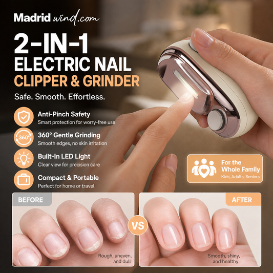 🎉 Promoção de 2026 — Mais de 113 000 unidades vendidas! ✂️ Cortador e polidor de unhas elétrico inteligente 2 em 1 – Segurança anti-beliscão e luz LED 💅