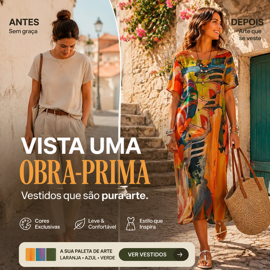 ❤️‍🔥Vestido fluido em cores tropicais vibrantes