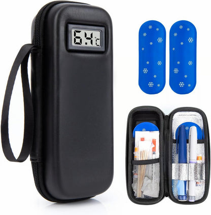 Estojo Térmico de Viagem para Medicamentos e Insulina com Visor de Temperatura