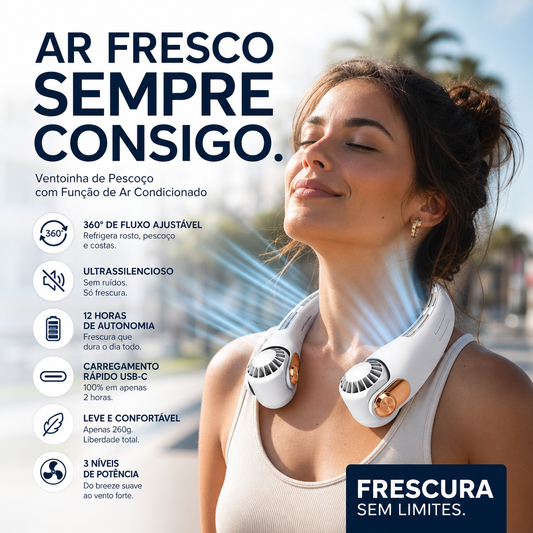 🥳PROMOÇÃO 2026🥳💞50K+ VENDIDOS!🍃💨 50% OFF! Ventilador de Pescoço – Ultra-silencioso, rotação 360°, 3 velocidades. Refresco sem mãos, bateria longa. Essencial do verão! 😎🌬️