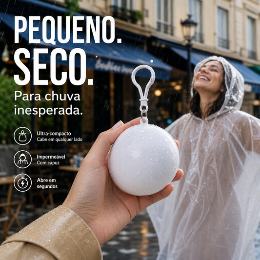 🔥Desconto de 50% no último dia!🔥Capa de Chuva Descartável em Formato de Bolinha (Compre 1 Leve 2)