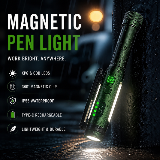 🔦🔥Ferramenta Indispensável! Lanterna de Trabalho Magnética Multifuncional em Formato de Caneta, Tocha LED Portátil Rotativa, Base Magnética para Iluminação com as Mãos Livres em Reparos e Atividades ao Ar Livre💡