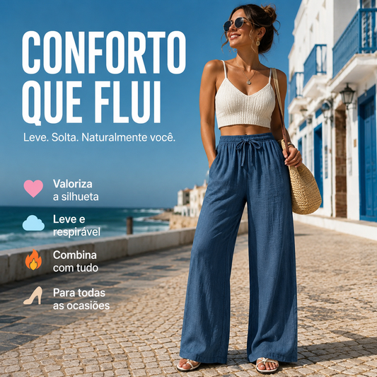 💓Calças de Perna Larga Casuais para Senhora