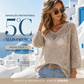 🥰Promoção de Verão💛Top de croché bege de inspiração boémia para mulher, com decote em V