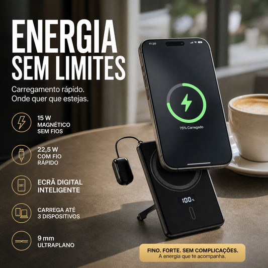 🔥Desconto de 50% no último dia!🔥Carregador portátil de 22,5 W – magnético, fino, carrega 3 dispositivos ao mesmo tempo!
