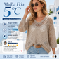 🥰Promoção de Verão💛Top de croché bege de inspiração boémia para mulher, com decote em V