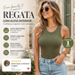 🔥Promoção - 49% de desconto✨Top de malha canelada para mulher com sutiã integrado