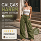Calças Balão Volumosas com Pregas e Bolsos