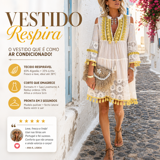 🏖️Promoção de Verão: 49% de desconto🏝️👗Vestido feminino largo em algodão e linho com bordados🌸