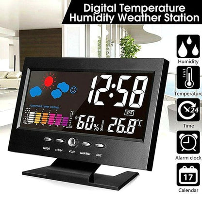 🔥Digital LED temperature and humidity monitor. LED table alarm clock with weather forecast