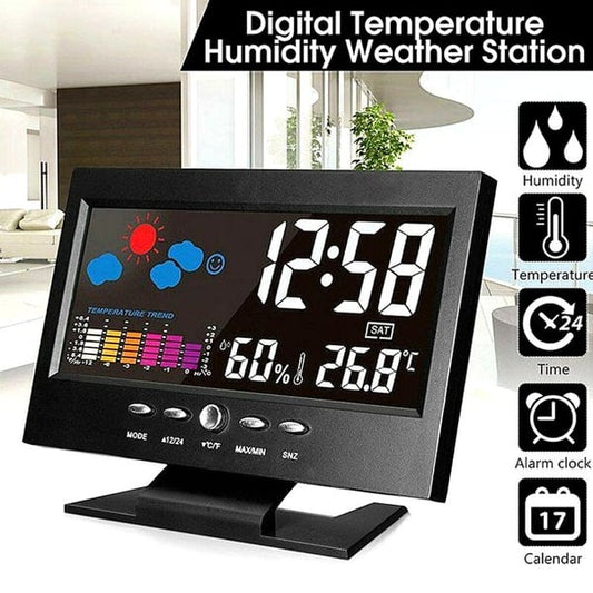 🔥Digital LED temperature and humidity monitor. LED table alarm clock with weather forecast