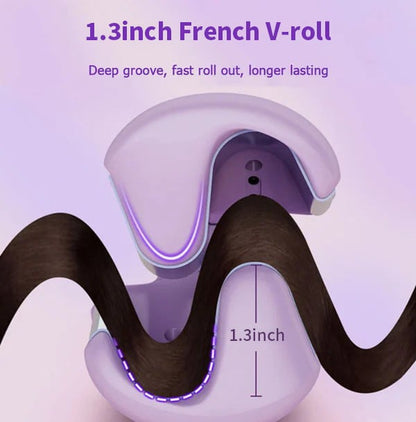 💖Ondulador de cabelo French Egg Roll, ondulador em forma de V de 1,3 polegadas, ferro de ondular com proteção contra queimaduras para ondas saltitantes de salão