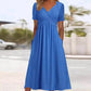 👗Vestidos longos de manga curta com decote em V para mulher💙