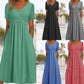 👗Vestidos longos de manga curta com decote em V para mulher💙