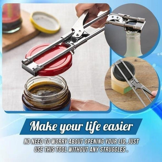 🥫 DESCONTO DE 50% POR TEMPO LIMITADO! ⚙️ Abridor ajustável de latas e frascos em aço inoxidável 🍾