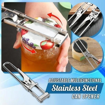 🥫 DESCONTO DE 50% POR TEMPO LIMITADO! ⚙️ Abridor ajustável de latas e frascos em aço inoxidável 🍾