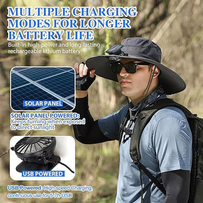 🧢 TEMPO LIMITADO 50% OFF! ✨ Chapéu Solar com Ventilador – UPF 50+, Dupla Alimentação, Ultraleve ☀️