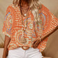 💃 Last Day Sale 50% Off 💐Women's Vacation Style Loose V-Neck Printed Top with Dolman Sleeves