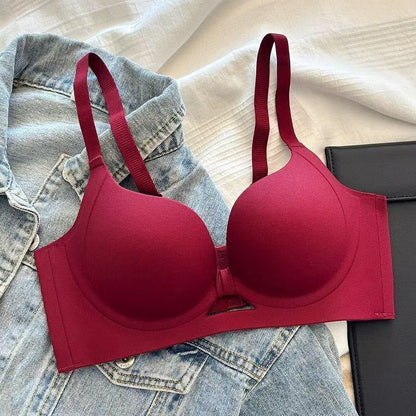 Women's Solid Color Seamless & Wire-Free Push-up Bra with Shaping Support