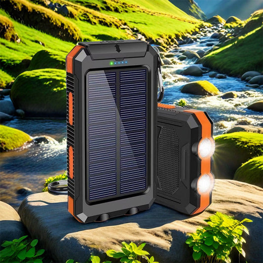 20000mAh Portable Power Bank with Solar Charger and LED Flashlight