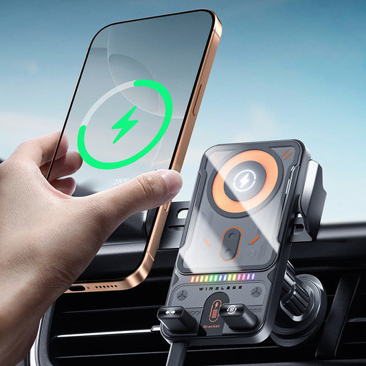 2 in 1 Smart Car Phone Holder with Auto Rotation and Wireless Charger