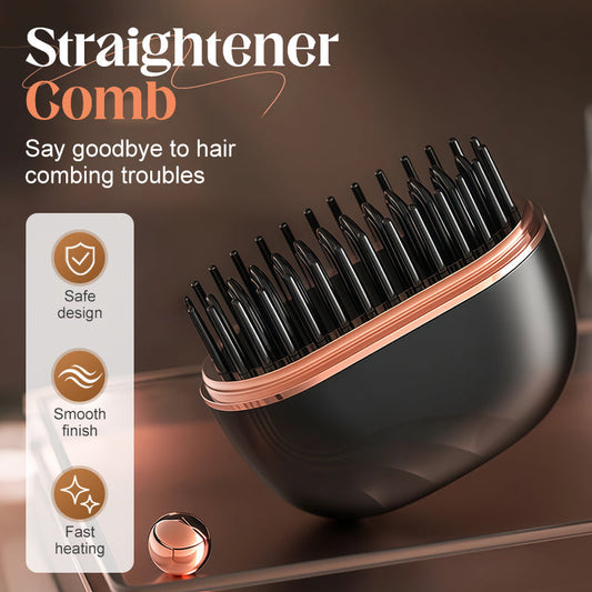 ✨50% OFF NOW! Cordless Electric Hair Straightener Comb, Portable Rechargeable Straightening Brush with 3 Adjustable Temperature, Anti-Scald Fast Heating Hair Styling Tool for Travel Daily Use