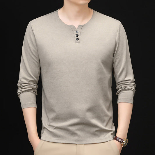 Men's Casual Fashion Solid-Color Long-Sleeve Top