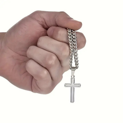 ✝️Feliz Ano Novo! 50 % de desconto em tudo 🎊⏰Colar para homem com pendente em forma de cruz em aço inoxidável