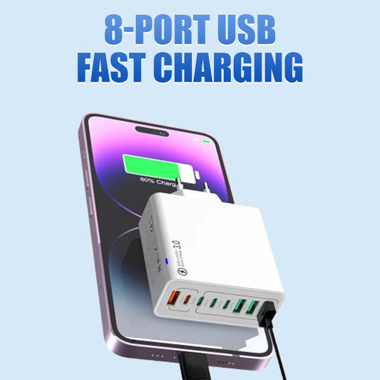 📢📢50% DE DESCONTO !! ⏰Carregador Rápido USB de 8 Portas para Telemóvel