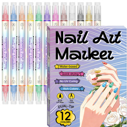✨ Marcadores de nail art de dupla ponta – conjunto de canetas para unhas