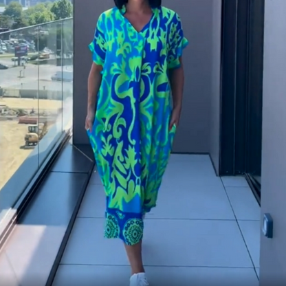 🎁2026 New Arrivals 50% OFF💥Women's Casual Elegant Printed V-Neck Dress