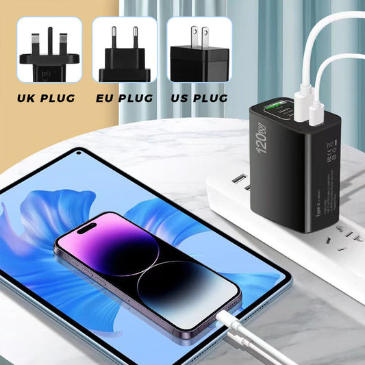 Carregador rápido de 120 W com 5 portas