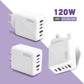 Carregador rápido de 120 W com 5 portas