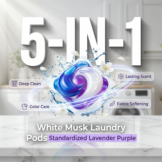 🔥Desconto de 50% no último dia!🔥Cápsulas de Detergente para Roupa Almíscar Branco 5-em-1