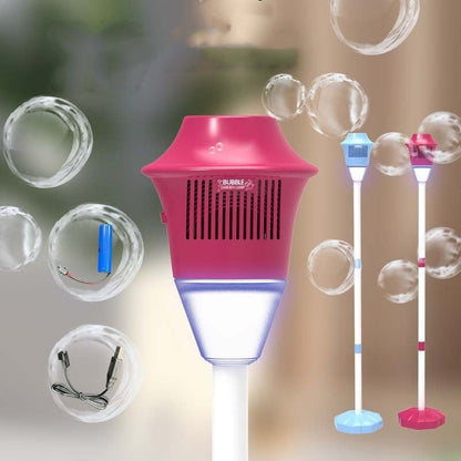 Máquina de bolas de sabão portátil automática para crianças, brinquedo de primavera e verão com luzes, soprador recarregável para exterior – o melhor presente de Páscoa para as crianças