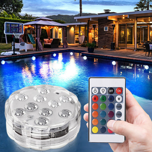 🔥Desconto de 50% no último dia!🔥Lâmpadas LED subaquáticas à prova de água com controlo remoto para piscina