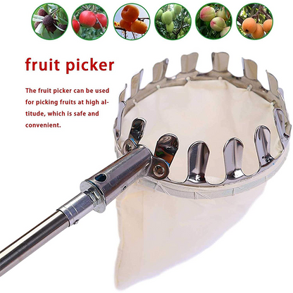 📢📢50% OFF !! ⏰Cesto Colhedor de Frutas – Design Durável, Fácil Encaixe e Perfeito para Alcançar Galhos Altos Sem Escada 🌳