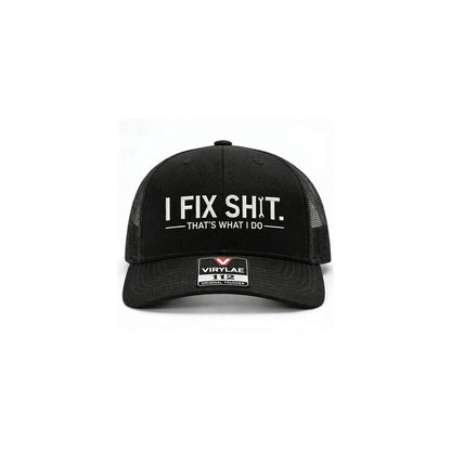 Boné trucker com parte traseira em rede e bordado “I Fix Shit”